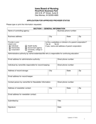 &quot;Application for Approved Provider Status&quot; - Iowa