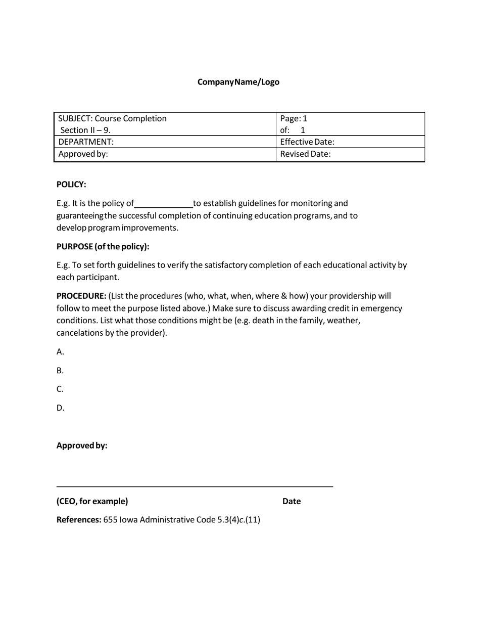 Application for Approved Provider Status With Policy Examples - Iowa, Page 12