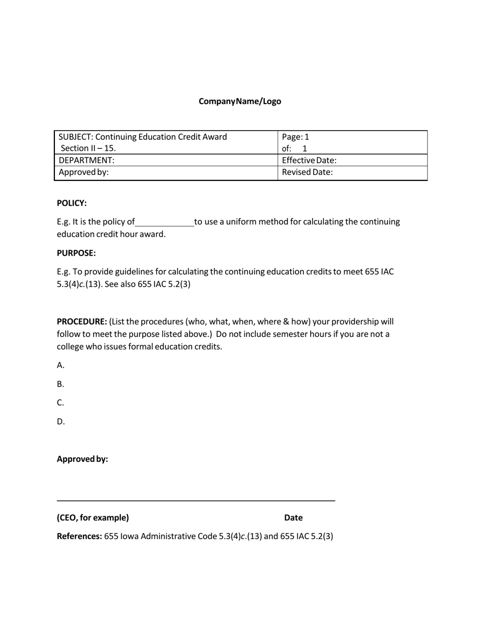 Application for Approved Provider Status With Policy Examples - Iowa, Page 18