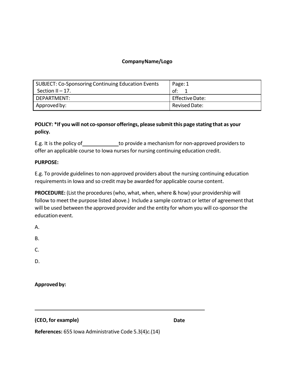 Application for Approved Provider Status With Policy Examples - Iowa, Page 20