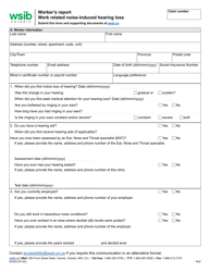 Form 0032A Worker&#039;s Report - Work Related Noise-Induced Hearing Loss - Ontario, Canada
