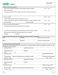 Form 0032A Worker&#039;s Report - Work Related Noise-Induced Hearing Loss - Ontario, Canada, Page 2