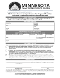 Document preview: Disclosure Statement for Corporations and Other Unregistered Associations Contributing to Independent Expenditure Committees and Funds - Minnesota