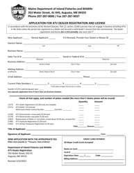Document preview: Application for Atv Dealer Registration and License - Maine