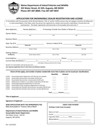 Document preview: Application for Snowmobile Dealer Registration and License - Maine