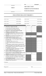 Document preview: Form C Worksheet A Child Support Obligation - Parish of East Baton Rouge, Louisiana