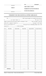 Form B Worksheet for Child or Spousal Support Arrearages - Parish of East Baton Rouge, Louisiana