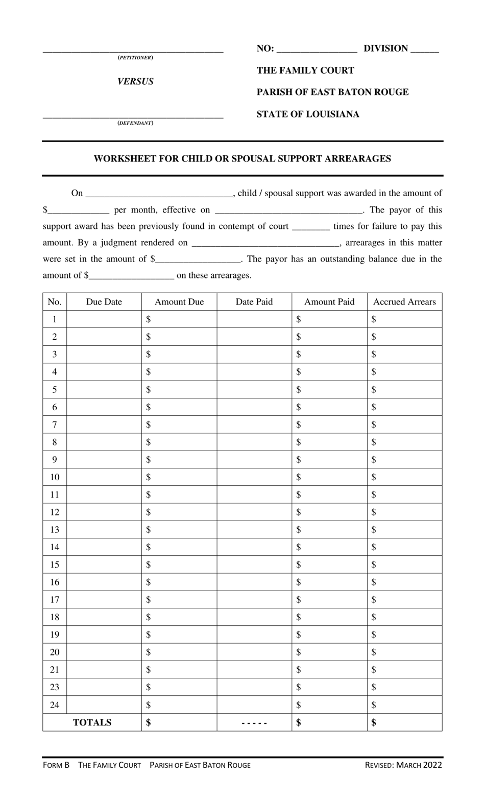 Form B - Fill Out, Sign Online And Download Printable PDF, Parish Of ...