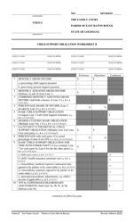 Document preview: Form D Worksheet B Child Support Obligation - Parish of East Baton Rouge, Louisiana