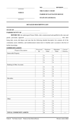 Document preview: Form H Detailed Descriptive List - Parish of East Baton Rouge, Louisiana