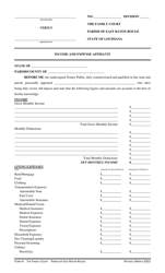 Document preview: Form A Income and Expense Affidavit - Parish of East Baton Rouge, Louisiana