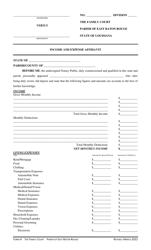 Form A Income and Expense Affidavit - Parish of East Baton Rouge, Louisiana