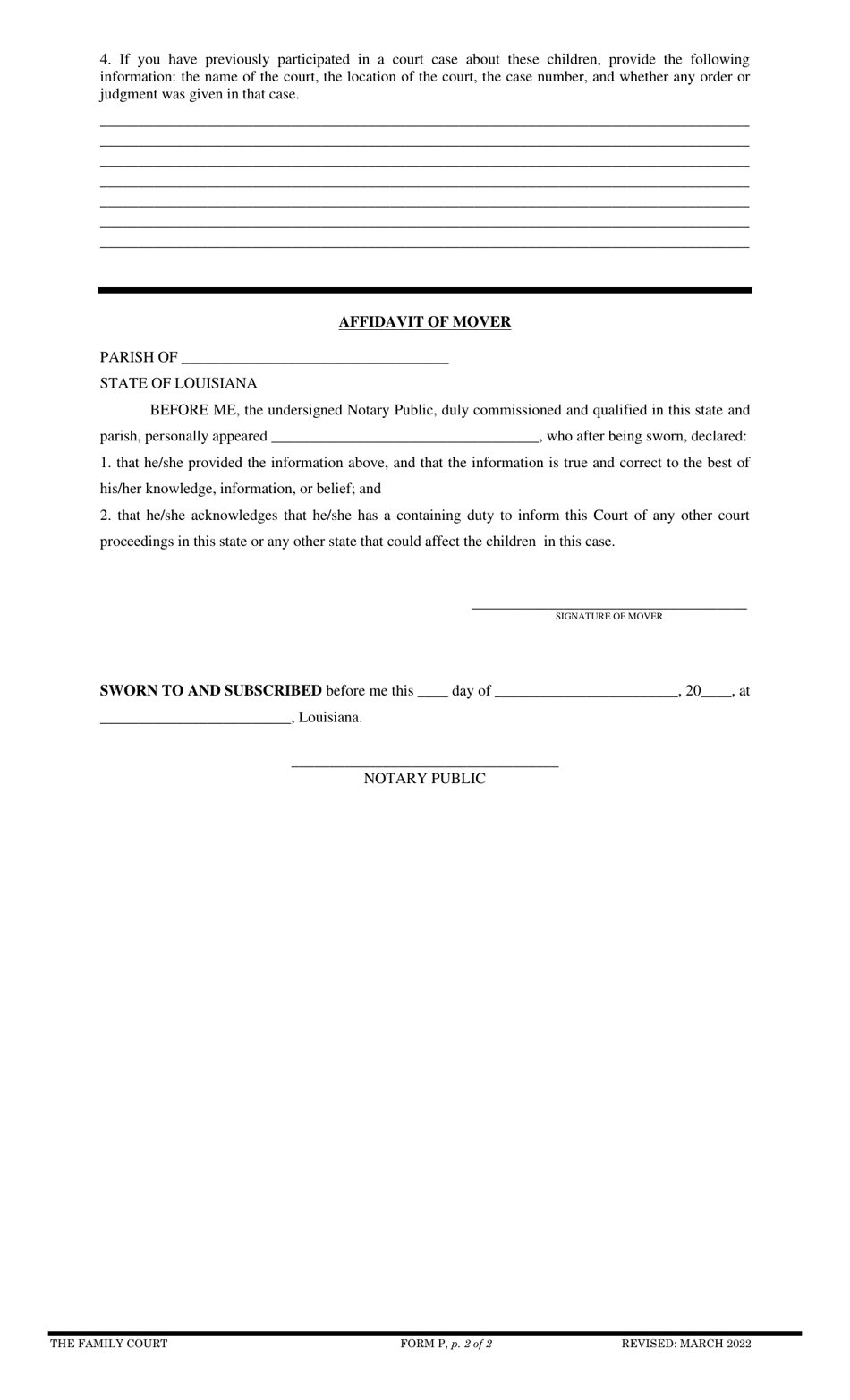 Form P - Fill Out, Sign Online and Download Printable PDF, Parish of ...