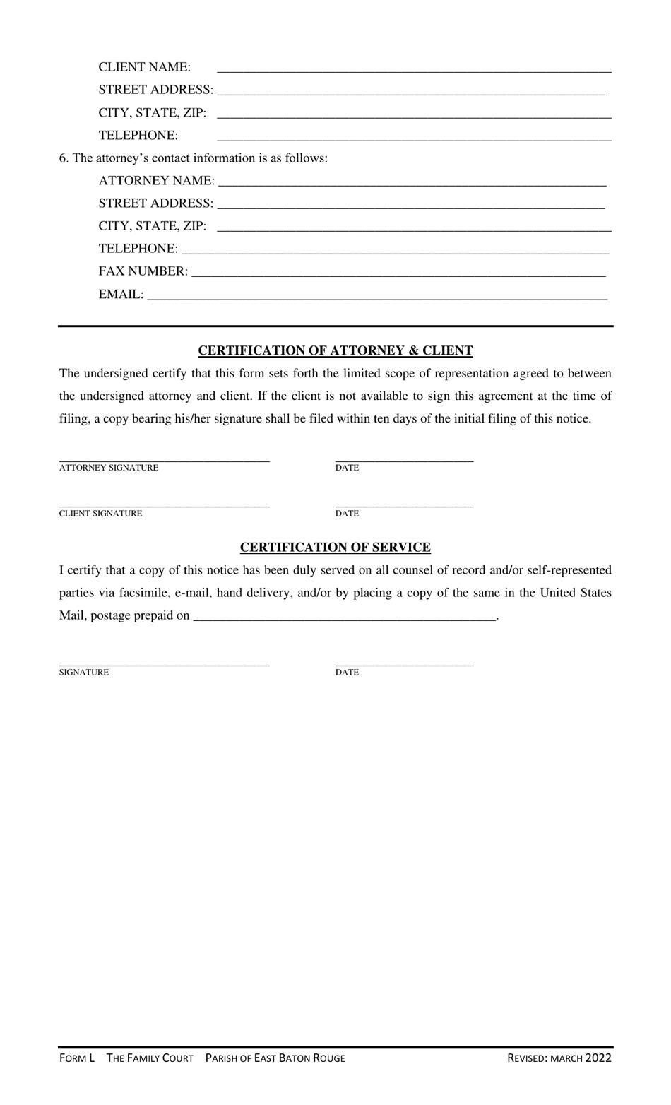 Form L - Fill Out, Sign Online And Download Printable Pdf, Parish Of 