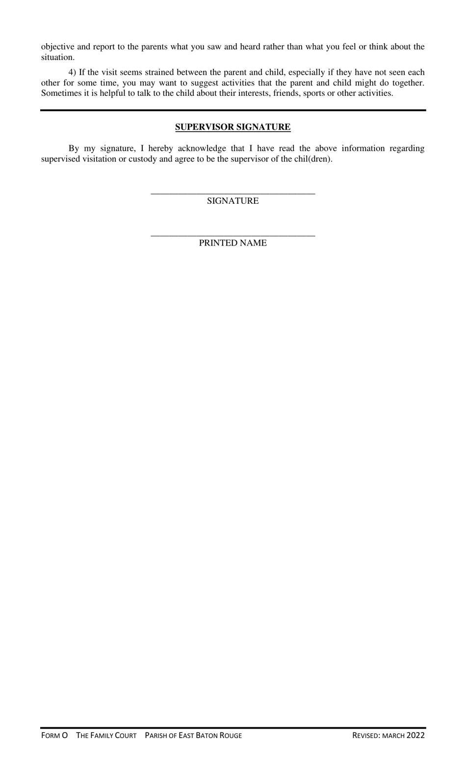 Form O Supervisor Information Form - Parish of East Baton Rouge, Louisiana, Page 3
