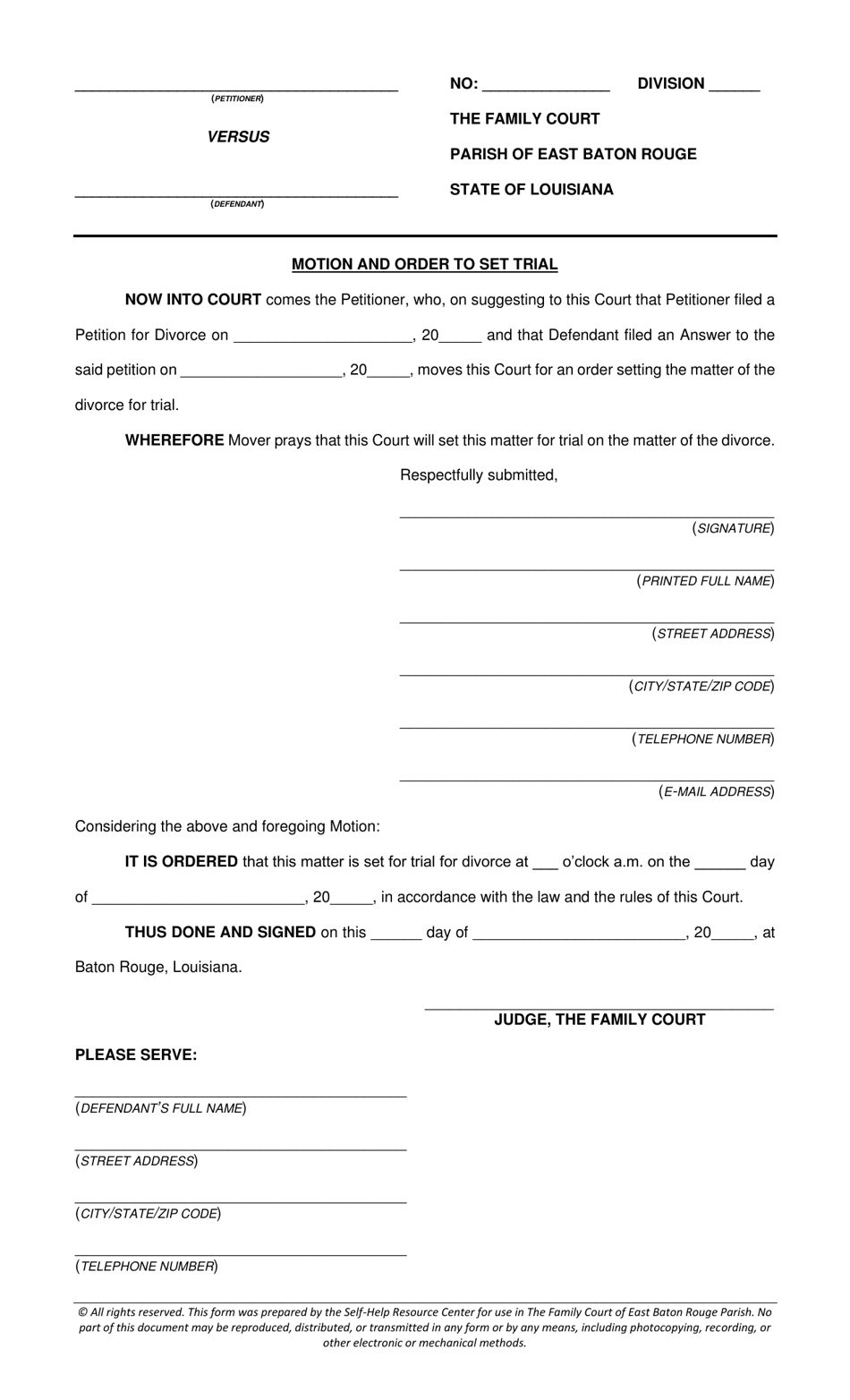 Petition for Divorce (No Minor Children) - Parish of East Baton Rouge, Louisiana, Page 5