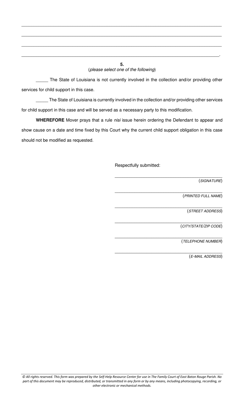 Rule to Modify Child Support - Parish of East Baton Rouge, Louisiana, Page 2
