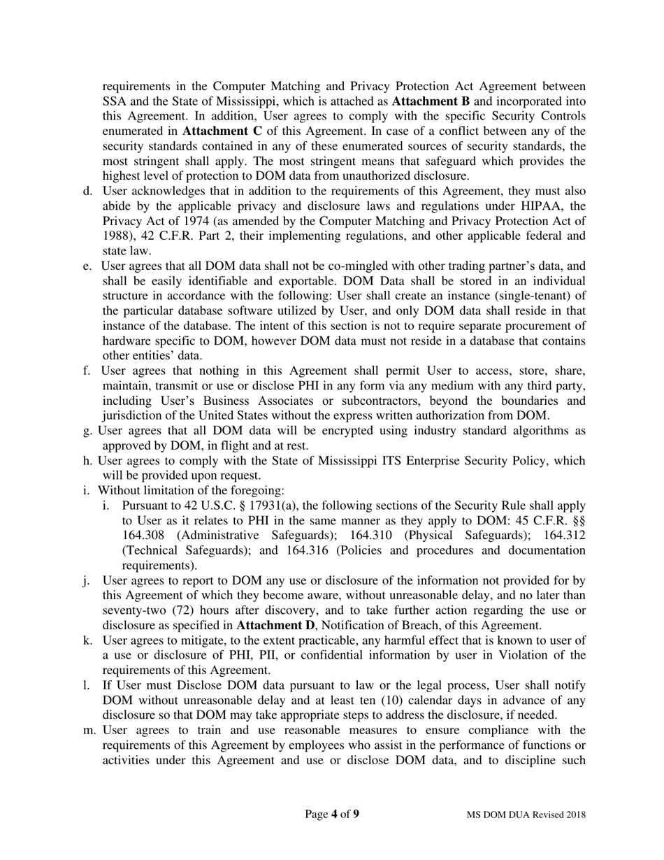 Data Use Agreement - Mississippi, Page 4
