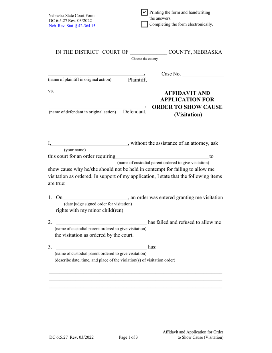 Form DC65.27 Download Fillable PDF or Fill Online Affidavit and