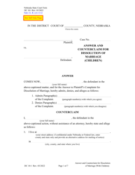 Document preview: Form DC10:1 Answer and Counterclaim for Dissolution of Marriage (Children) - Nebraska