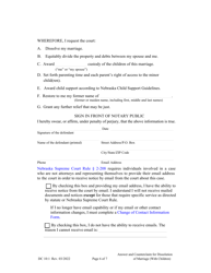 Form DC10:1 Answer and Counterclaim for Dissolution of Marriage (Children) - Nebraska, Page 6
