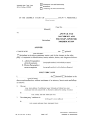 Document preview: Form DC6:15.6 Answer and Counterclaim to Complaint for Modification - Nebraska