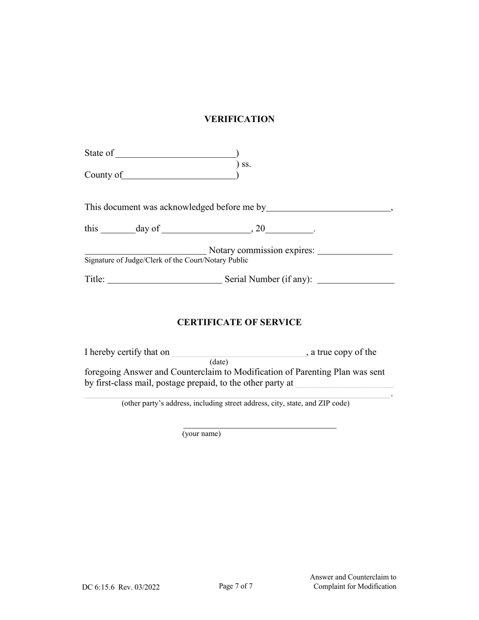 Form DC6:15.6 Answer and Counterclaim to Complaint for Modification - Nebraska, Page 7