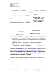 Document preview: Form DC6:2 Application and Affidavit for Termination of Child Support - Nebraska