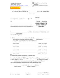Document preview: Form DC6:14.4 Complaint for Modification of Child Support (Decrease) - Nebraska