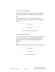 Form DC6:8.3 Complaint for Paternity, Custody, Parenting Time, and Child Support - Nebraska, Page 3