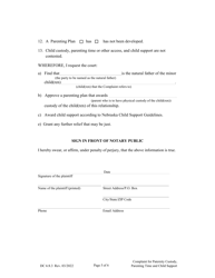 Form DC6:8.3 Complaint for Paternity, Custody, Parenting Time, and Child Support - Nebraska, Page 5