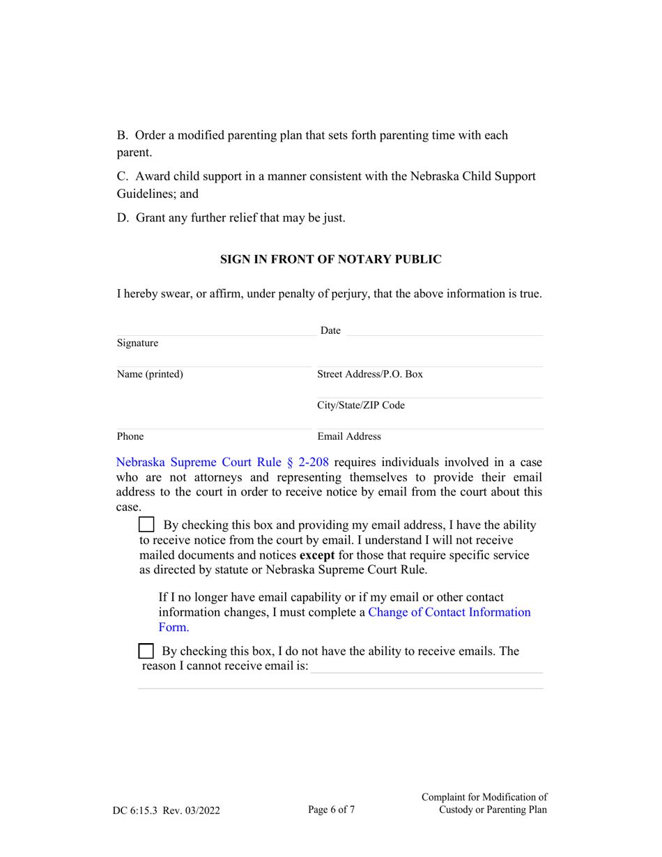 Form Dc6153 Download Fillable Pdf Or Fill Online Complaint For