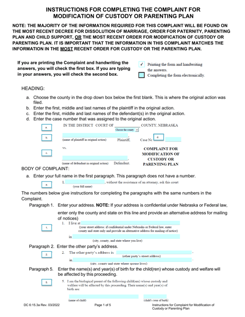 Form DC6:15.3  Printable Pdf