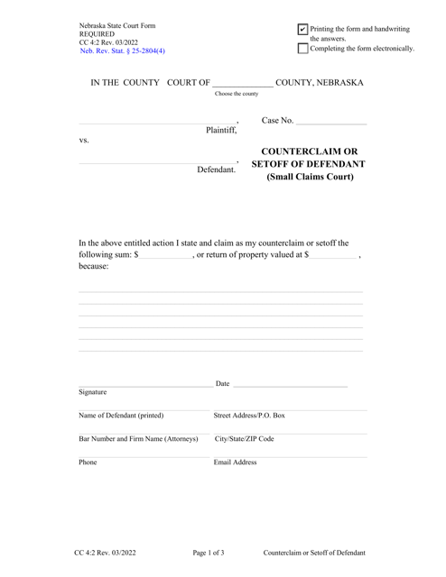 Form CC4:2 Download Fillable PDF or Fill Online Counterclaim or Setoff ...