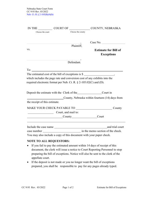 Form CC9:93  Printable Pdf