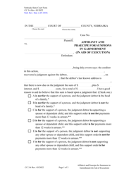 Form CC3:6 Affidavit and Praecipe for Summons in Garnishment (In Aid of Execution) - Nebraska