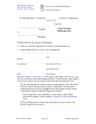 Document preview: Form DC6:4.3 Voluntary Appearance - Nebraska