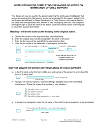 Instructions for Form DC6:2.1 Waiver of Notice on Termination of Child Support - Nebraska