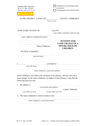 Form DC6:11.1 Petition for Name Change of a Minor Child or Children - Nebraska