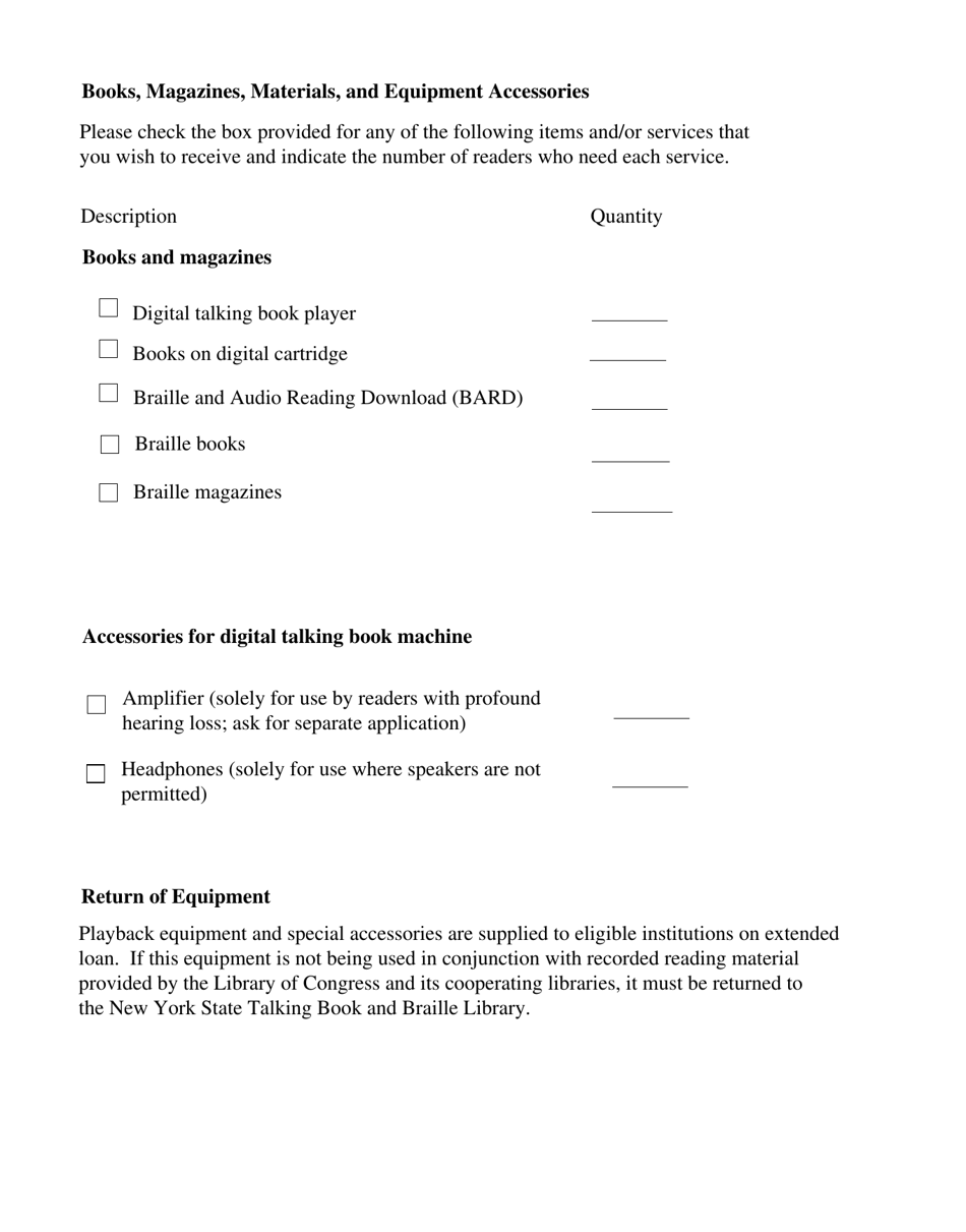 Application for Free Library Service: Institutions - New York, Page 2