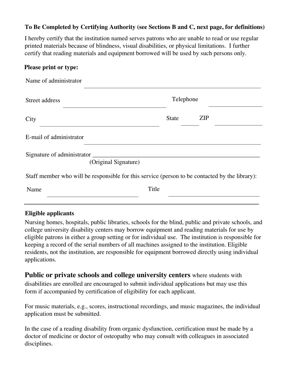 Application for Free Library Service: Institutions - New York, Page 3