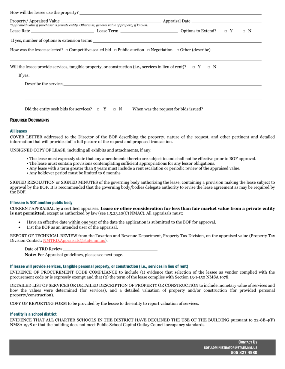 Checklist for Submission on Lease of Real Property - New Mexico, Page 2