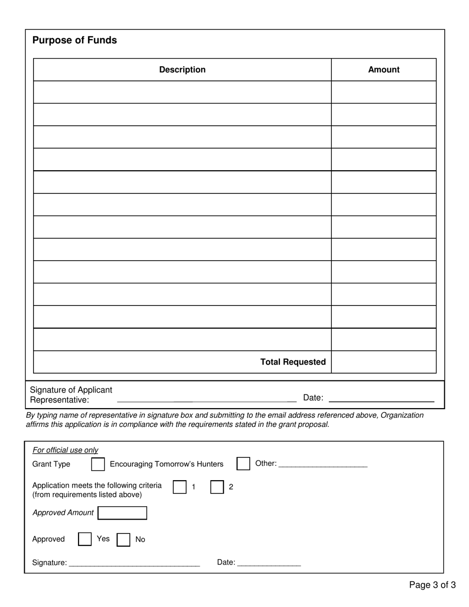 Encouraging Tomorrows Hunters Grant Application - North Dakota, Page 3