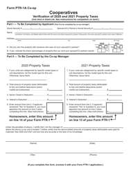 Form PTR-1A CO-OP Cooperatives Verification of Property Taxes - New Jersey