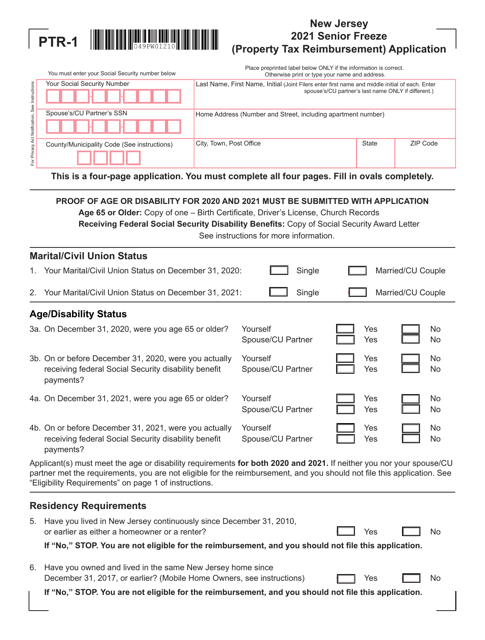 Form PTR-1 2021 Printable Pdf