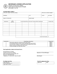 Document preview: Form SFN5593 Beverage License Application - North Dakota