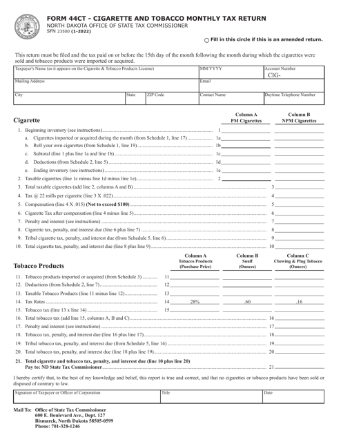 Form 44CT (SFN23500)  Printable Pdf