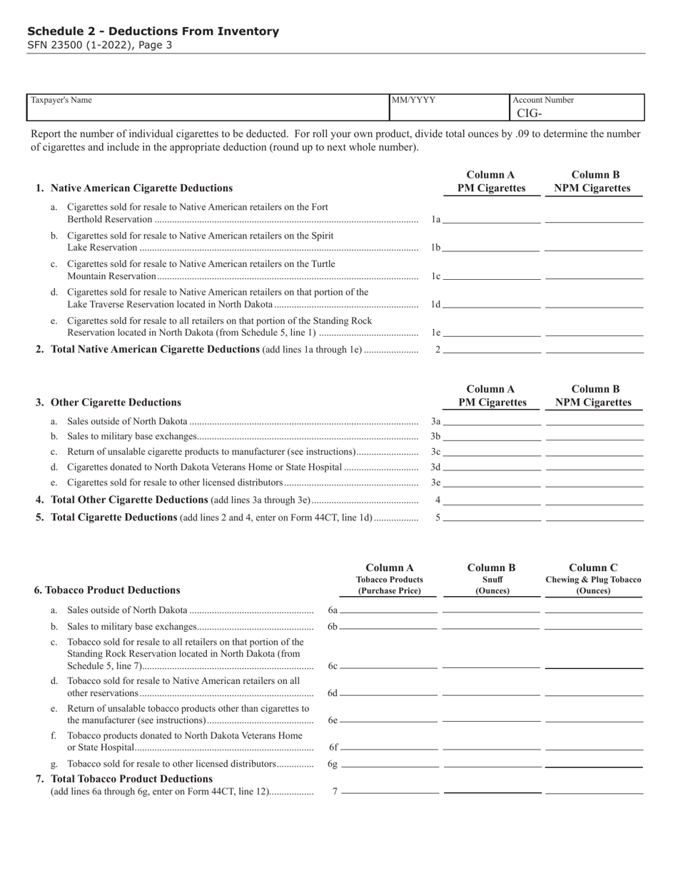 Form 44CT (SFN23500) Download Fillable PDF or Fill Online Cigarette and Tobacco Monthly Tax