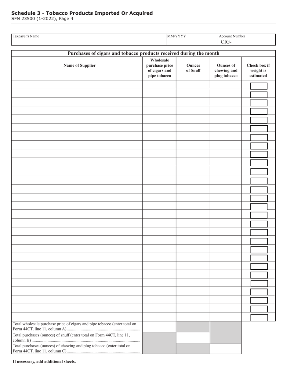 Form 44CT (SFN23500) Cigarette and Tobacco Monthly Tax Return - North Dakota, Page 4