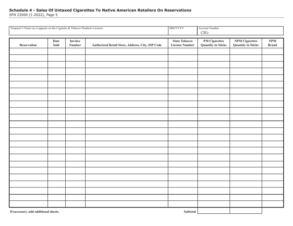 Form 44CT (SFN23500) Cigarette and Tobacco Monthly Tax Return - North Dakota, Page 5